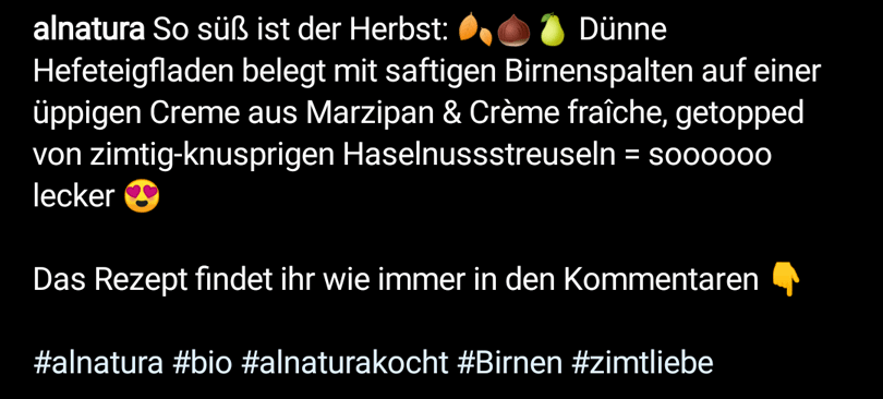 Instagram Hashtag Beispiel: alnatura