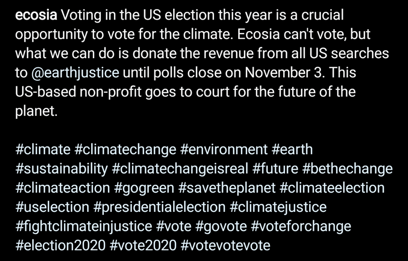 Instagram Hashtag Beispiel: ecosia
