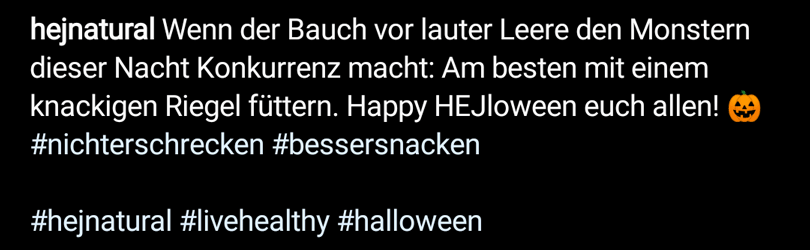 Instagram Hashtag Beispiel: hejnatural