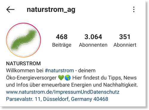 Instagram Business Profil: naturstrom
