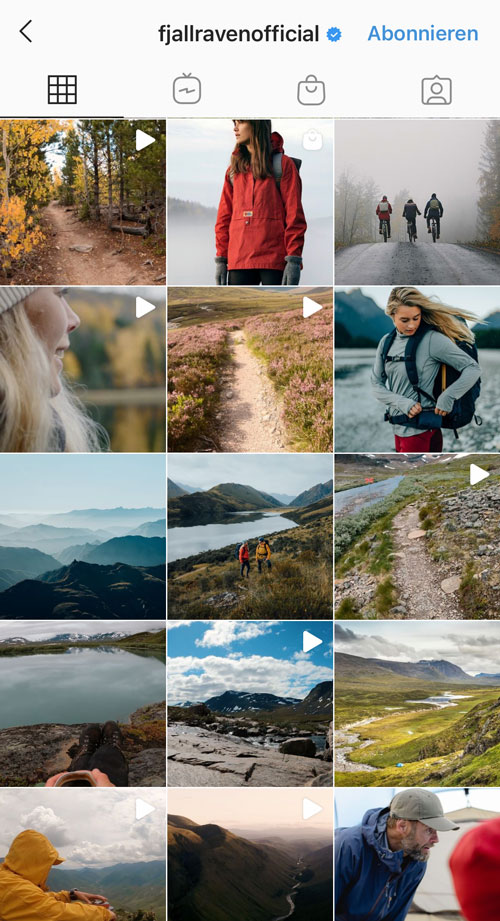 Fjallraven zeigt mit durchgängiger Landschaftsszenerie den Markenwert der „Naturverbundenheit“ immer wieder auf.