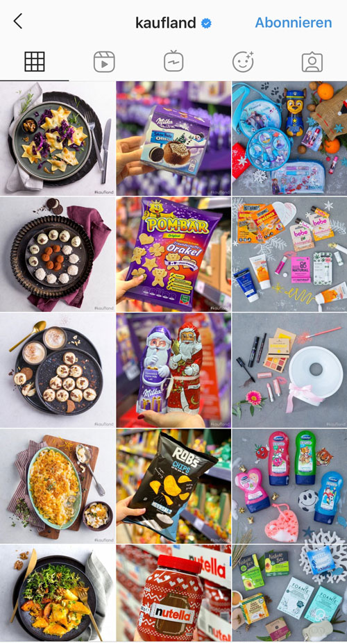 Kaufland teilt seinen Instagram Feed in 3 Teile.