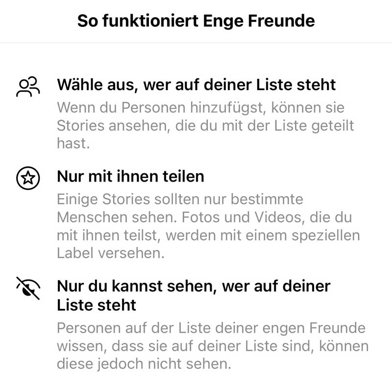 So funktionieren enge Freunde auf Instagram