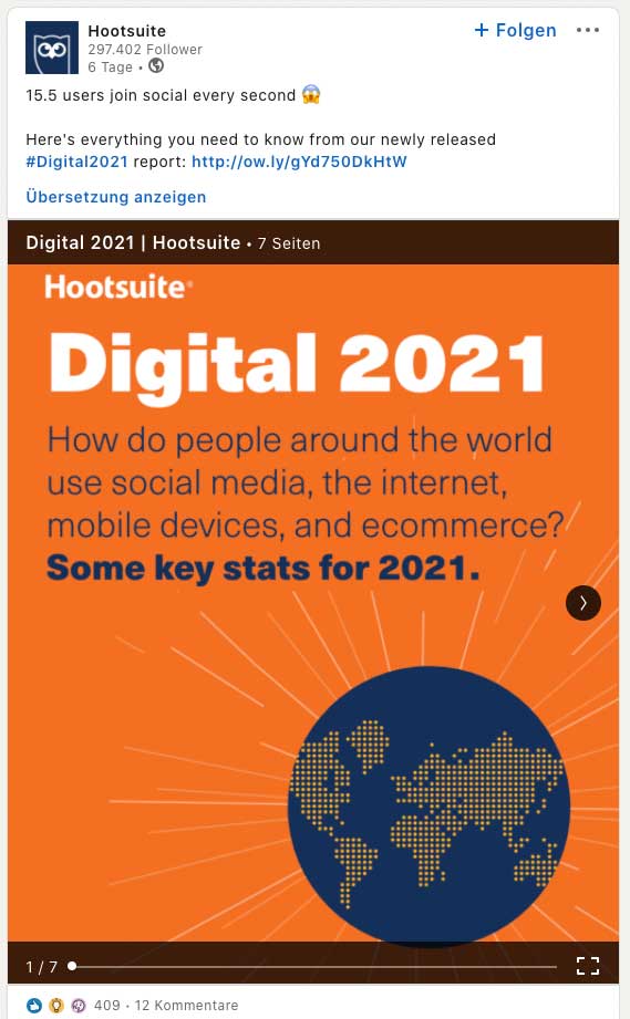 MarTech Marketing: Hootsuite LinkedIn Beitrag