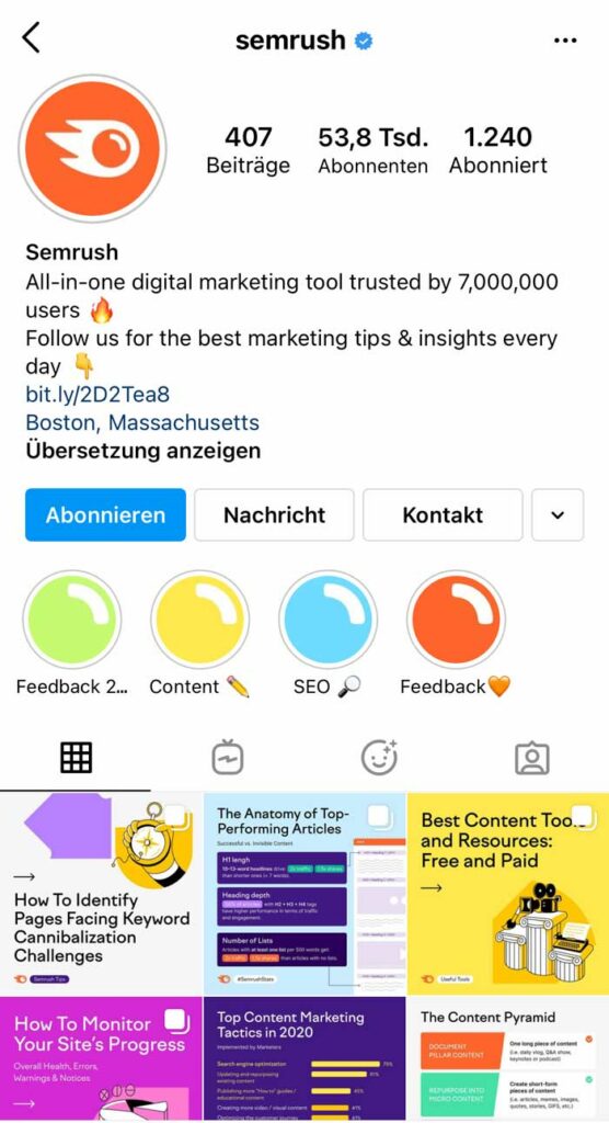 MarTech Marketing: Semrush Instagram
