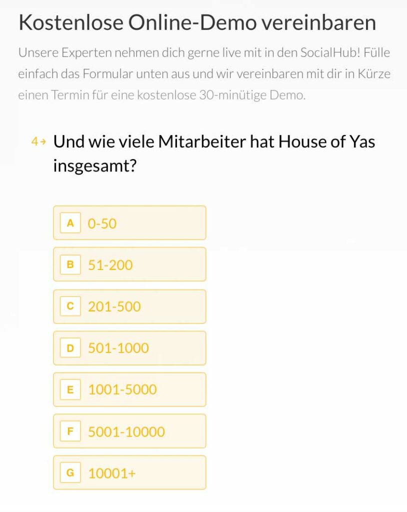 MarTech Marketing: SocialHub Formular
