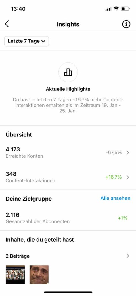 Überblick über Instagram Insights